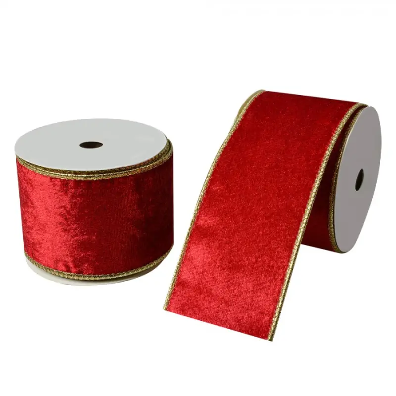 Červená ozdobná stužka sametová – 63 mm x 5 m