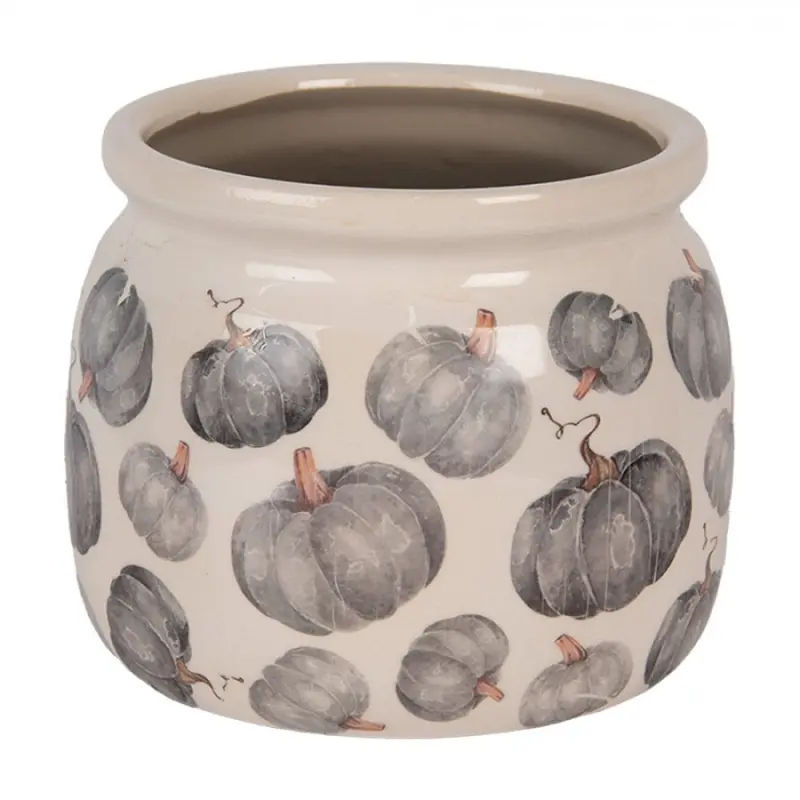 Keramický květináč s motivem dýně Country-Style Pumpkin M – 16x13 cm