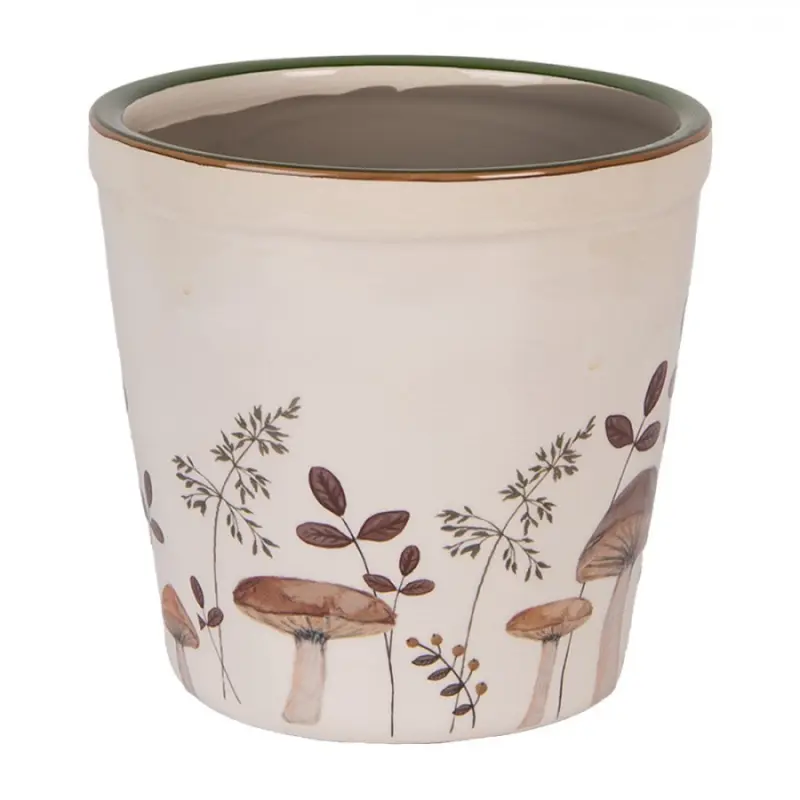 Keramický květináč s podzimním motivem přírody a houbiček Little Fall Jewels M – 15x14 cm