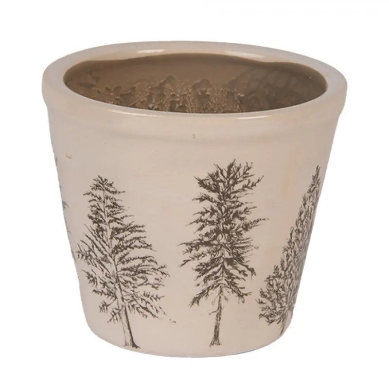 Keramický květináč se vzorem jehličnatých stromů Natural Pine Trees S – 12x11 cm