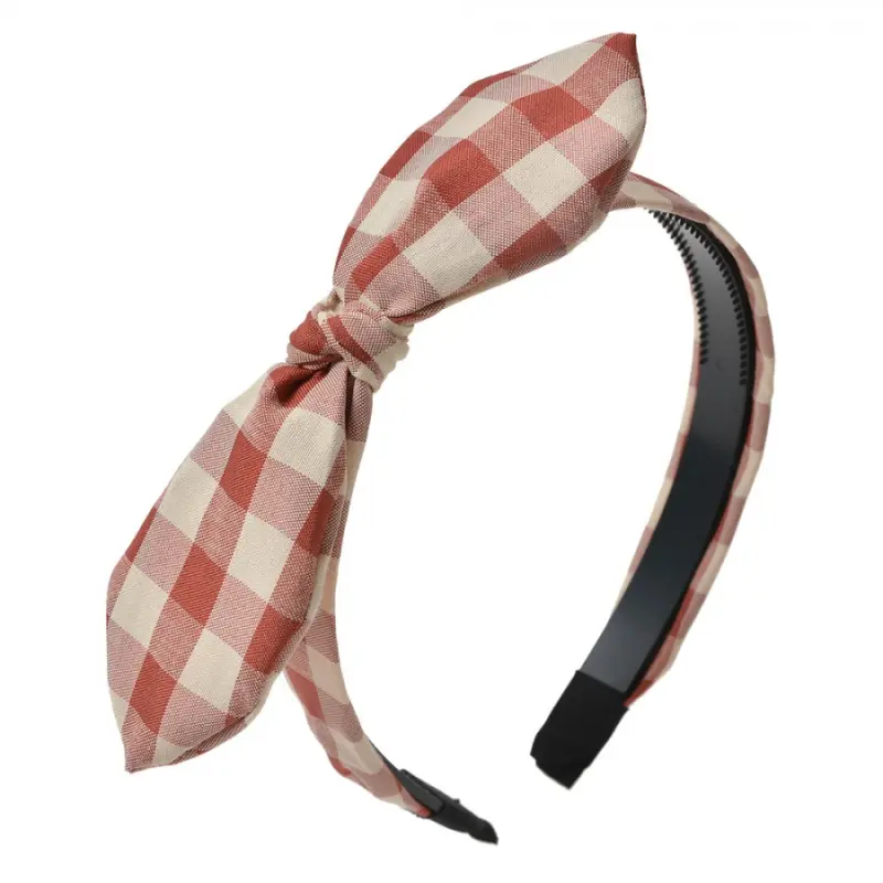 Dámská retro červená kostkovaná čelenka s mašlí