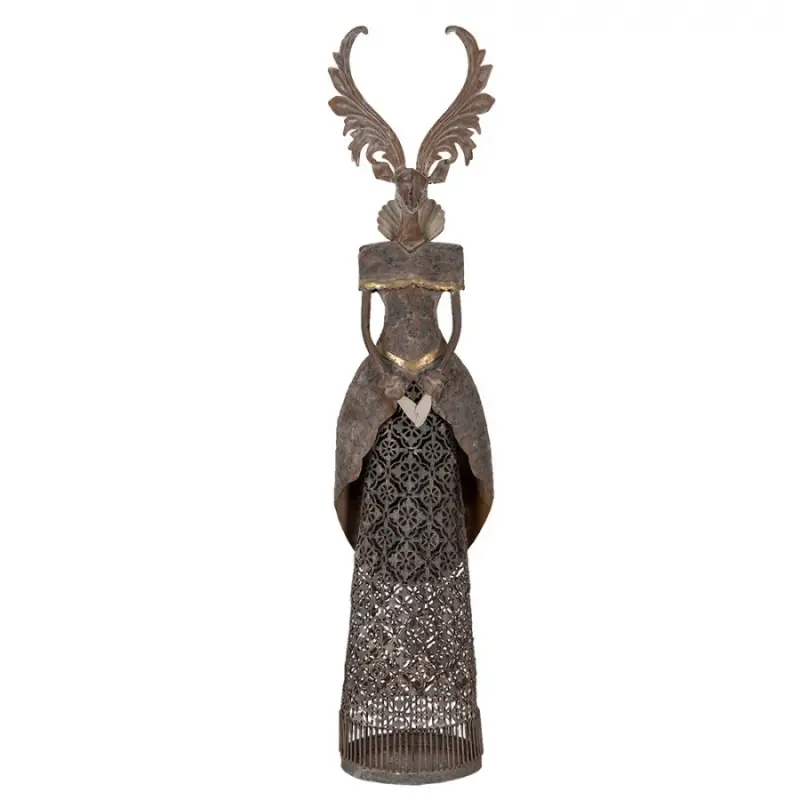 Šedá antik kovová dekorace jelen Deer - 20*11*81 cm Clayre & Eef