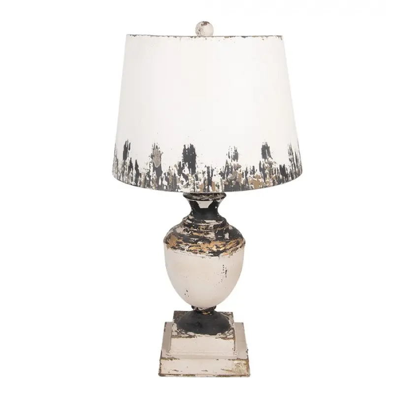 Bílá kovová stolní lampa s dřevěnou nohou Pascal – 32x60 cm