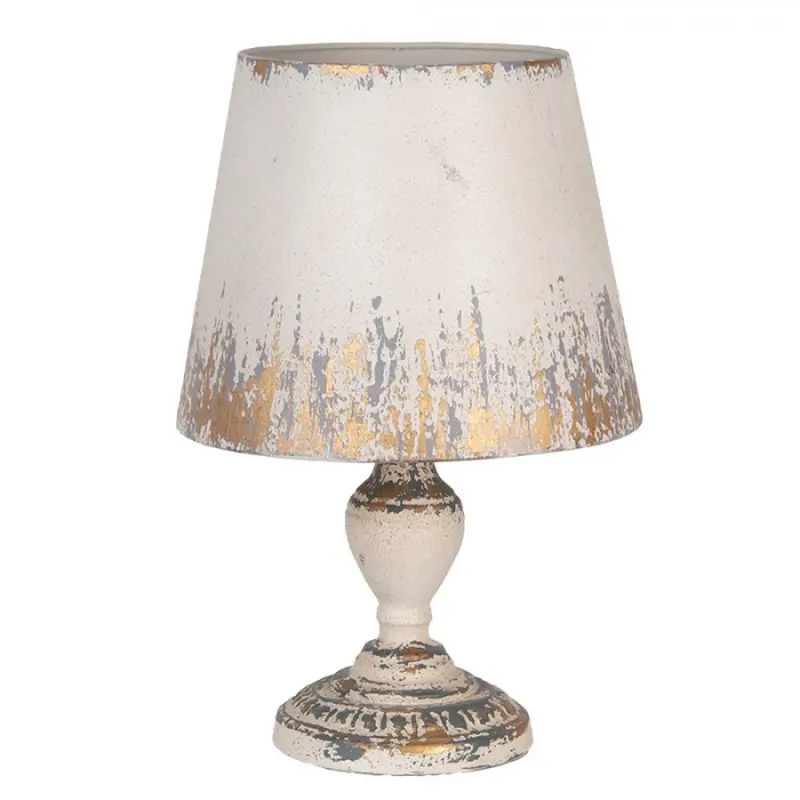 Béžovo-zlatá kovová stolní lampa s dřevěnou nohou Pascal – 32x47 cm
