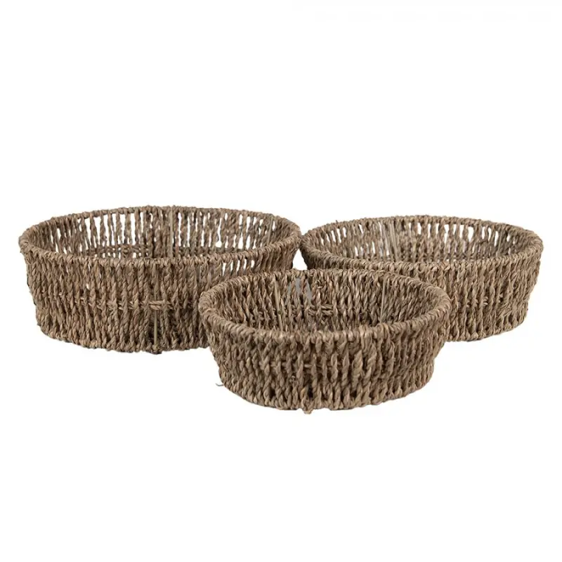 Kulatý proutěný košík / dekorační miska (set 3 ks)