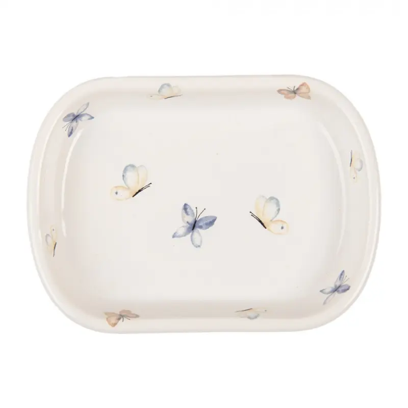 Keramická miska na mýdlo s barevnými motýlky – 13x10x3 cm