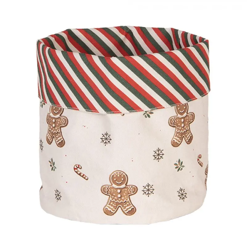Béžový textilní košík na pečivo s vánočními perníčky Classic Gingerbread Magic – 15x16 cm