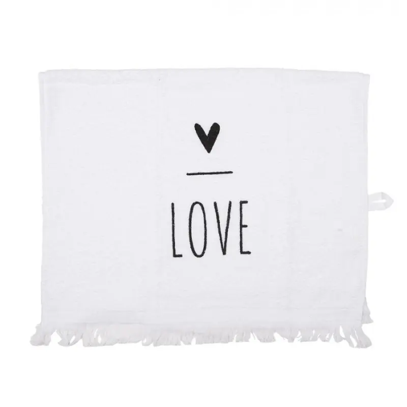 Bílý froté ručník se srdíčkem a nápisem Love – 40x66 cm