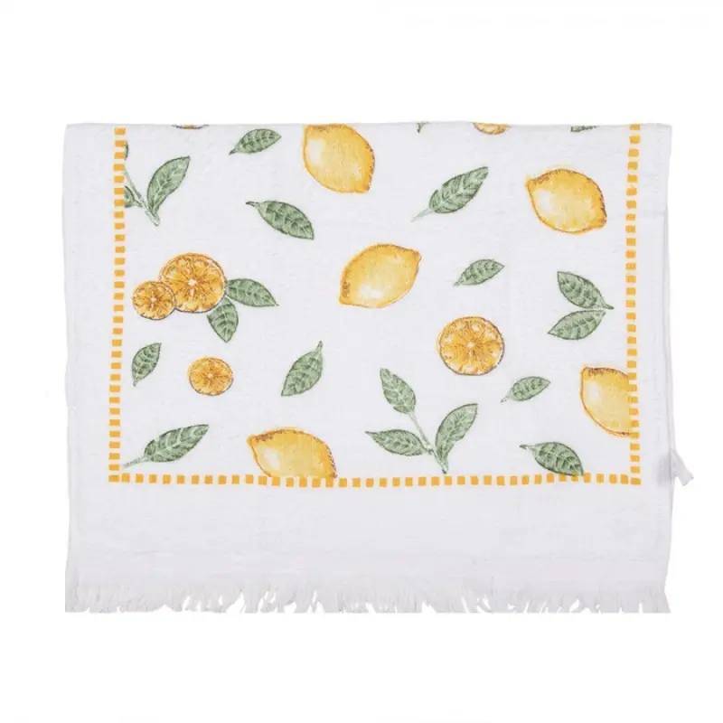 Bílý froté ručník s citrony Lemons &amp; Leafs – 40x66 cm