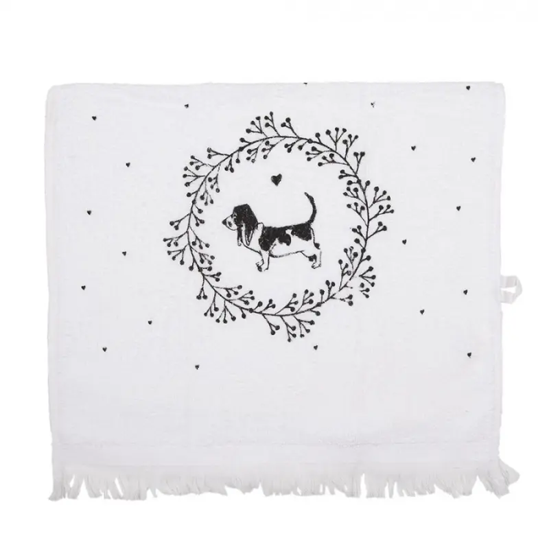 Bílý froté ručník s motivem pejsků Lovely Grey Dogs 2 – 40x66 cm