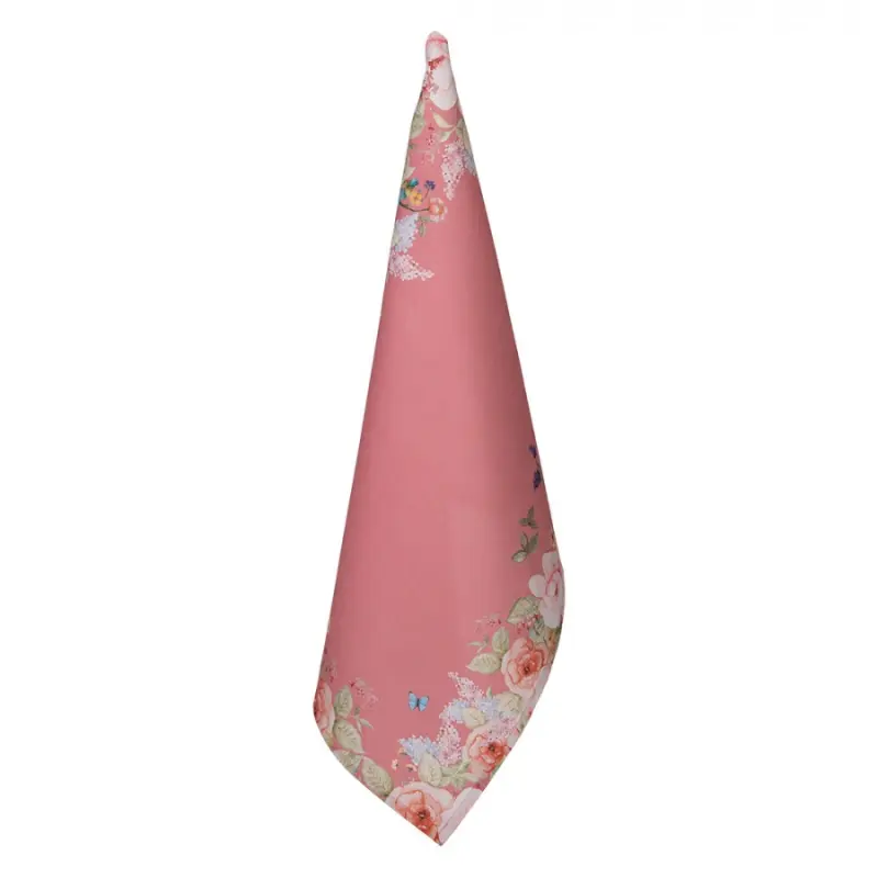 Růžová bavlněná utěrka s květinovým motivem Floral Fiesta – 50x70 cm