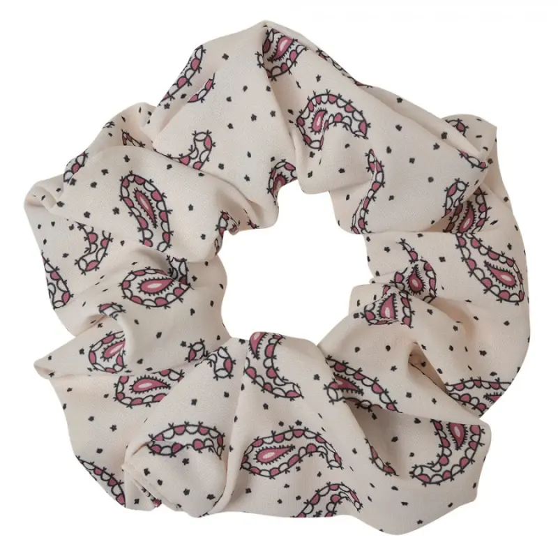 Bílá gumička do vlasů / scrunchie Lucjul – 10 cm