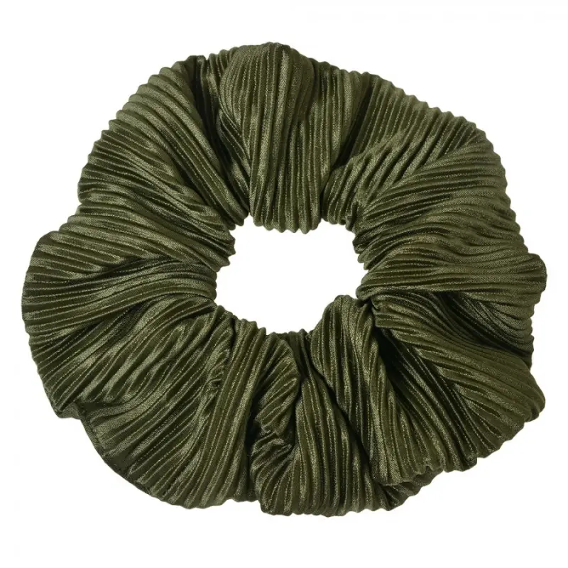 Zelená plisovaná gumička do vlasů / scrunchie – 10 cm