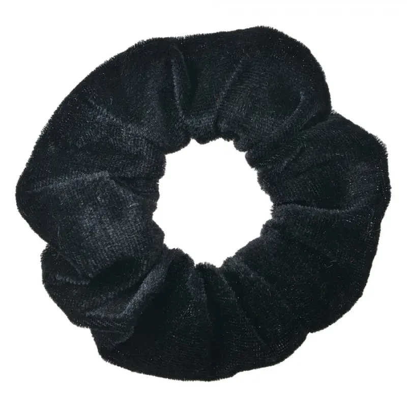 Černá sametová gumička do vlasů / scrunchie – 10 cm