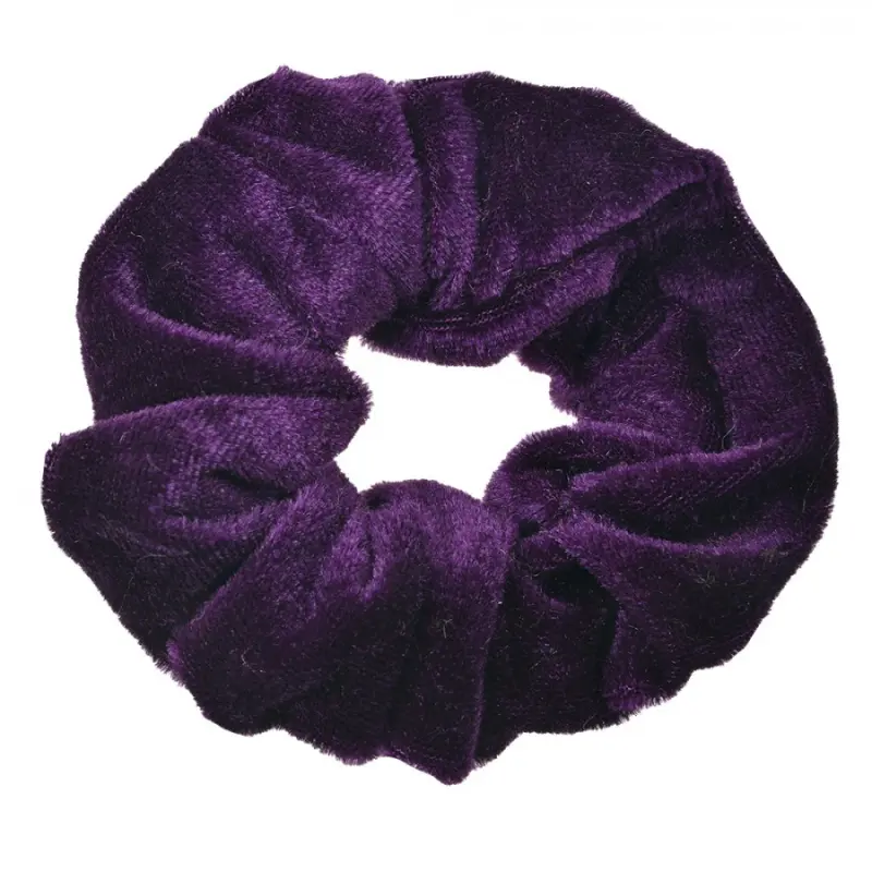 Fialová sametová gumička do vlasů / scrunchie – 10 cm