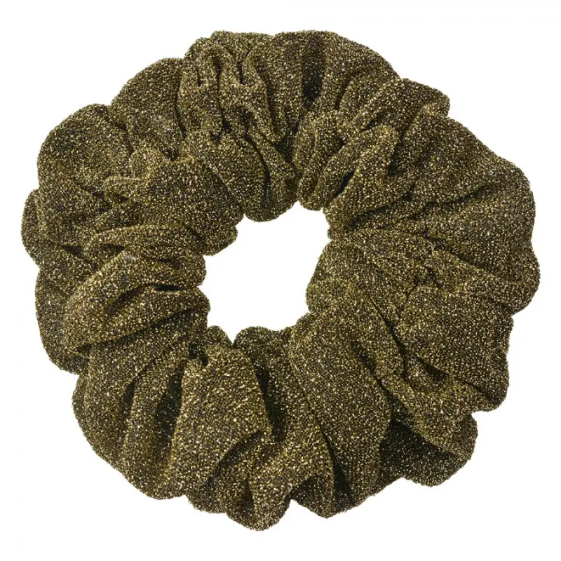 Zelená lurexová gumička do vlasů / scrunchie – 10 cm