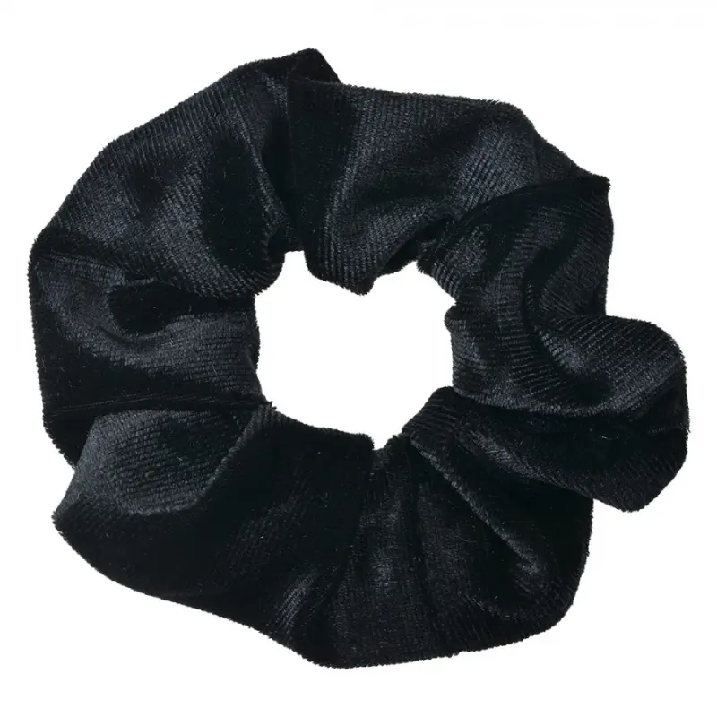 Antracitová sametová gumička do vlasů / scrunchie – 10 cm