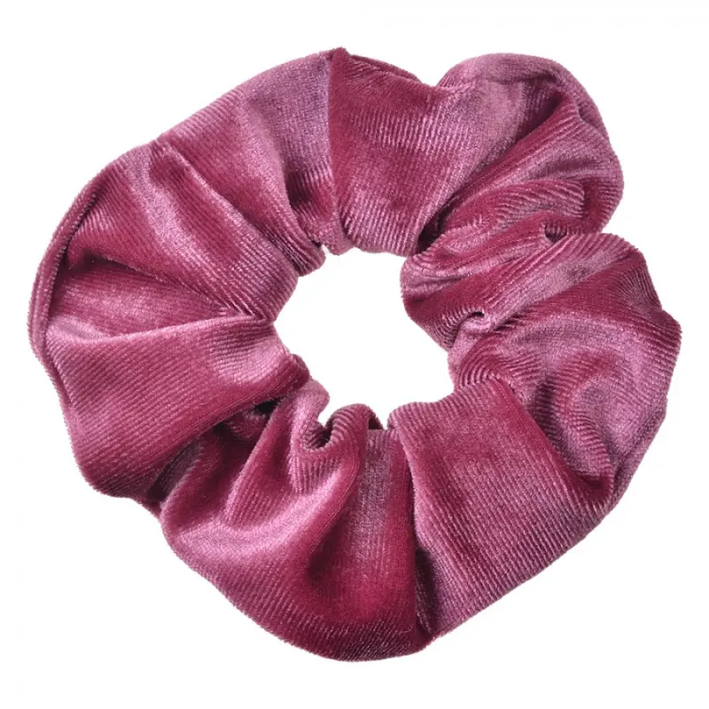 Sytě růžová sametová gumička do vlasů / scrunchie – 10 cm
