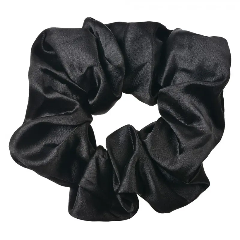 Černá lesklá gumička do vlasů / scrunchie – 10 cm