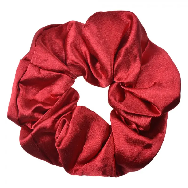 Červená lesklá gumička do vlasů / scrunchie – 10 cm