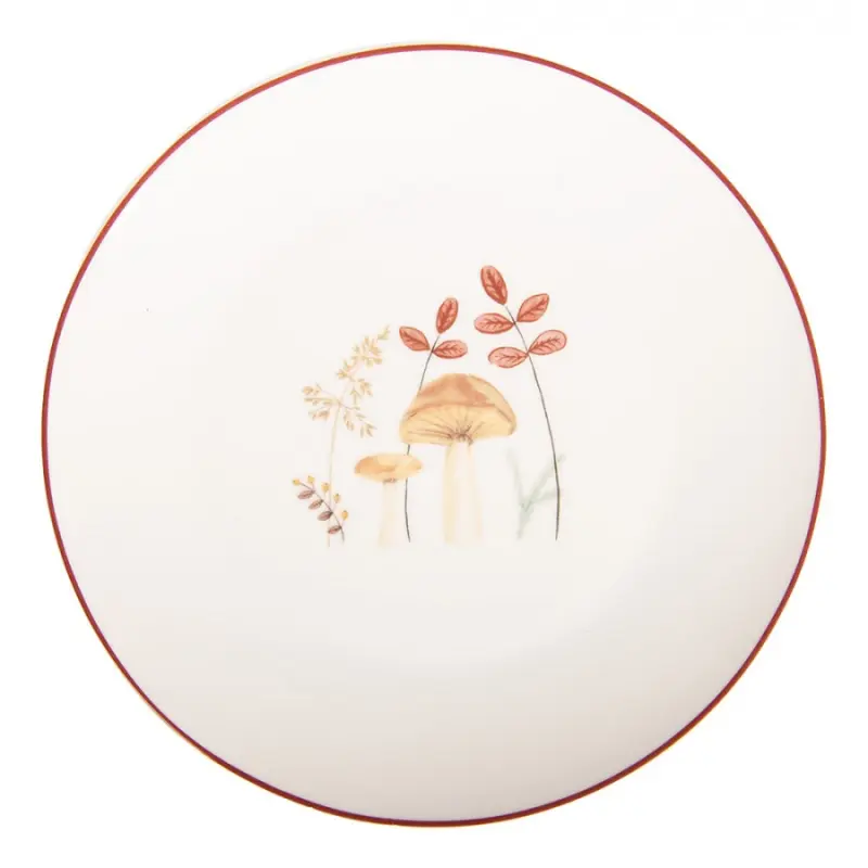 Porcelánový talíř s podzimním motivem přírody a houbiček Little Fall Jewels – 20 cm