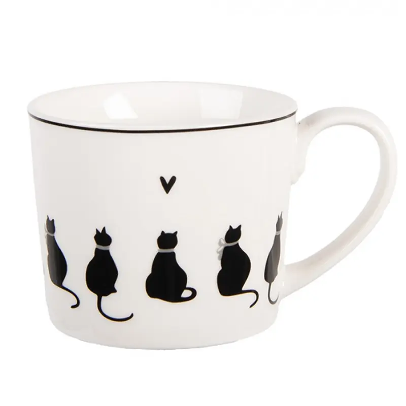 Bílý porcelánový hrneček s kočičkami a srdíčkem Paws – 275 ml