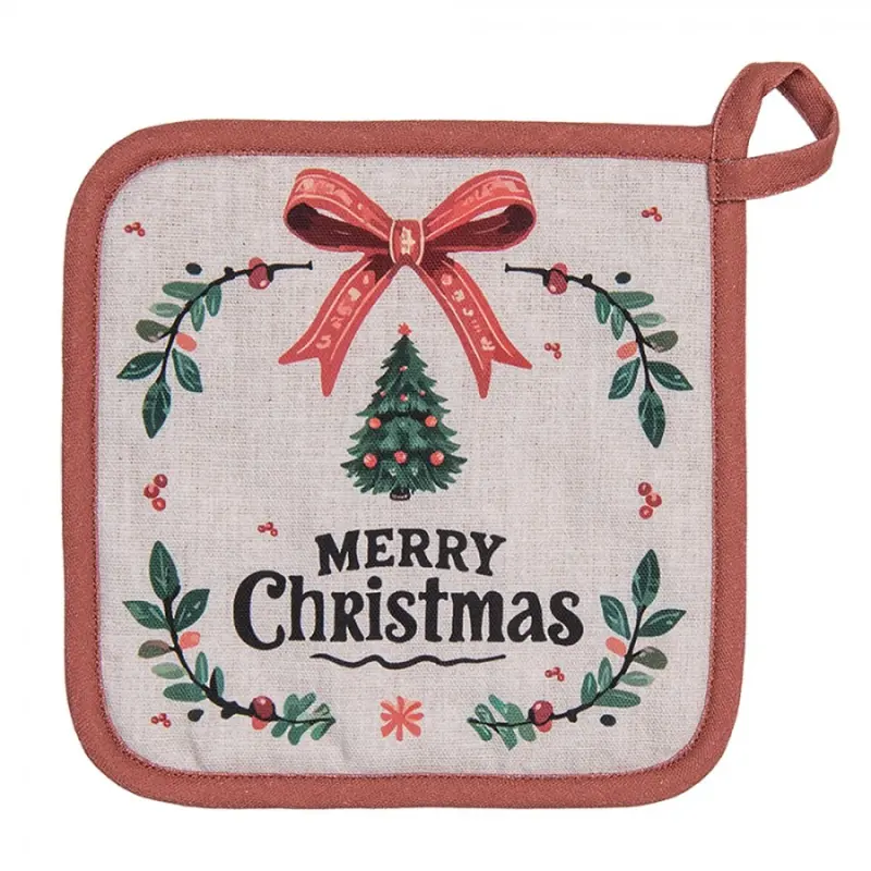 Bavlněná podložka pod hrnec / chňapka s tradičním vánočním motivem Traditional Christmas Harmony – 20x20 cm