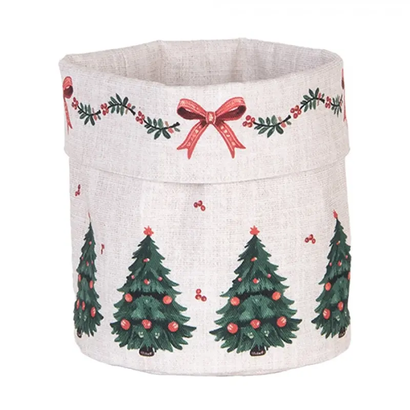 Bavlněný košík na pečivo s tradičním vánočním motivem Traditional Christmas Harmony – 15x16 cm