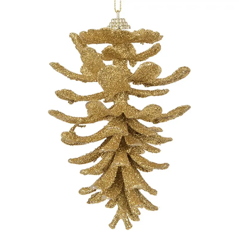 Vánoční ozdoba zlatá třpytivá šiška – 9x15 cm