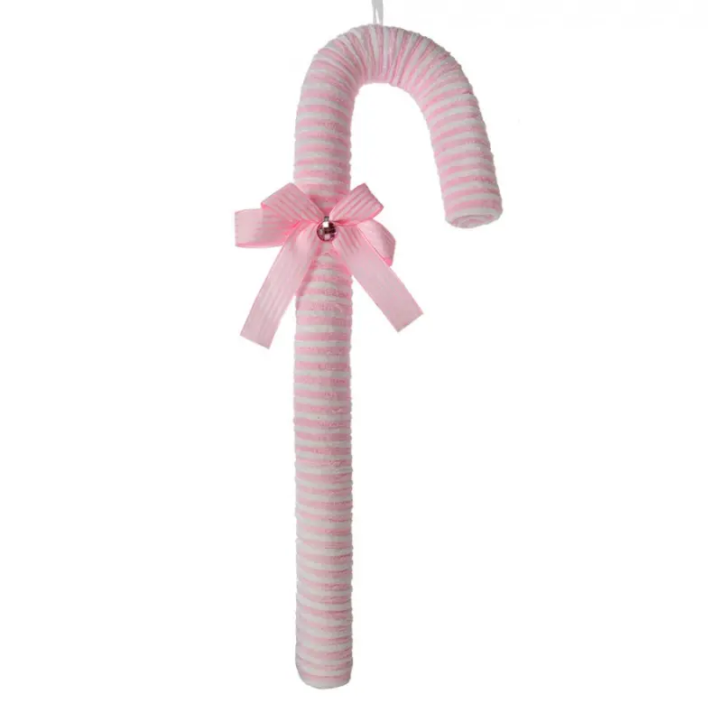 Vánoční ozdoba cukrová hůlka Candy Cane růžová pruhovaná L – 56 cm