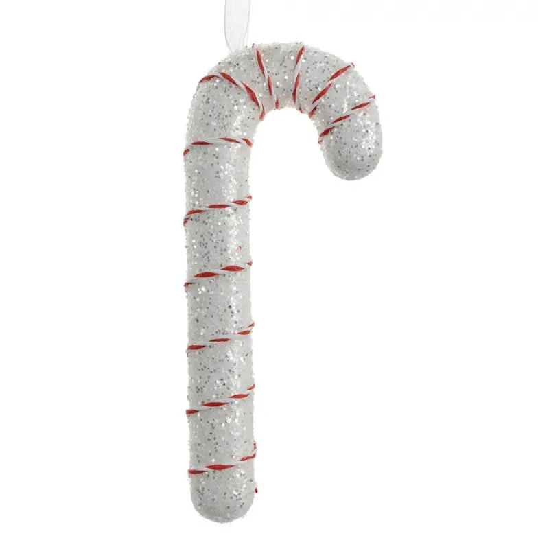 Vánoční závěsná ozdoba stříbrno-červená cukrová hůlka Candy Cane – 17 cm