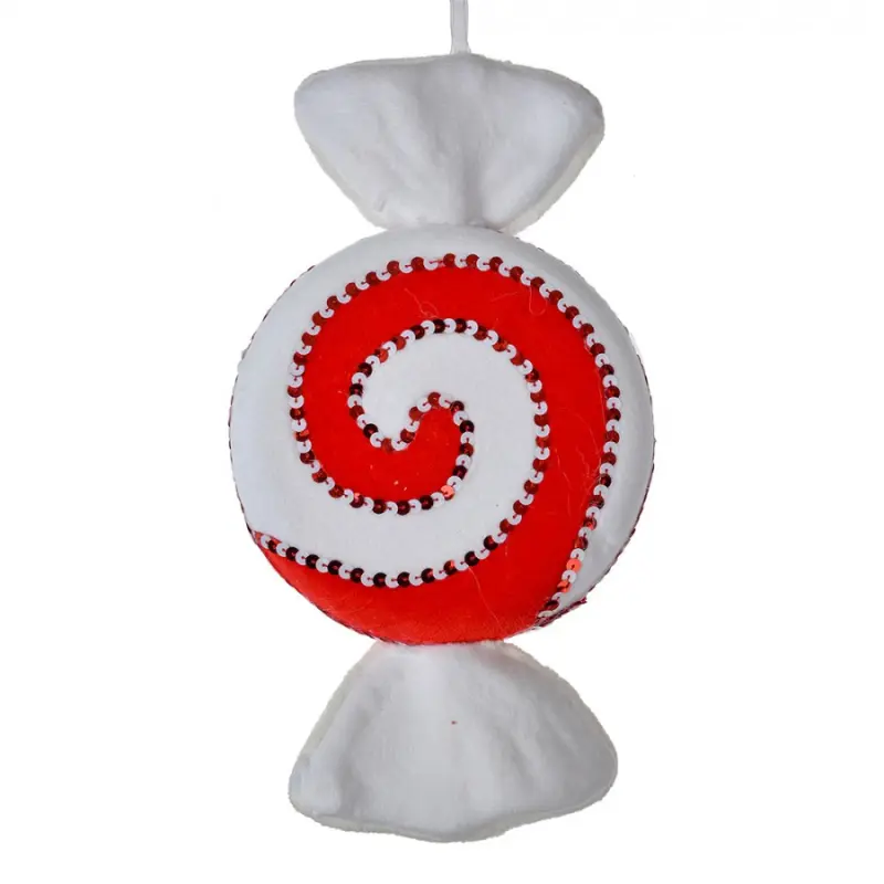 Vánoční ozdoba bílo-červený bonbon spirála – 33x18x4 cm