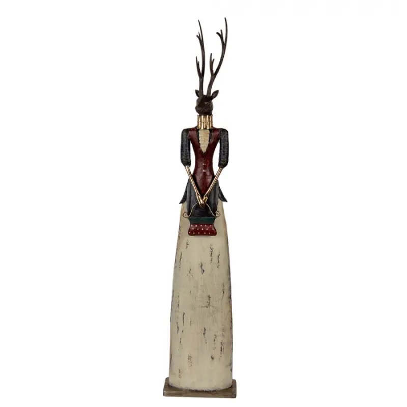 Béžovo-hnědá antik kovová dekorace jelen Deer - 17*10*86 cm Clayre & Eef
