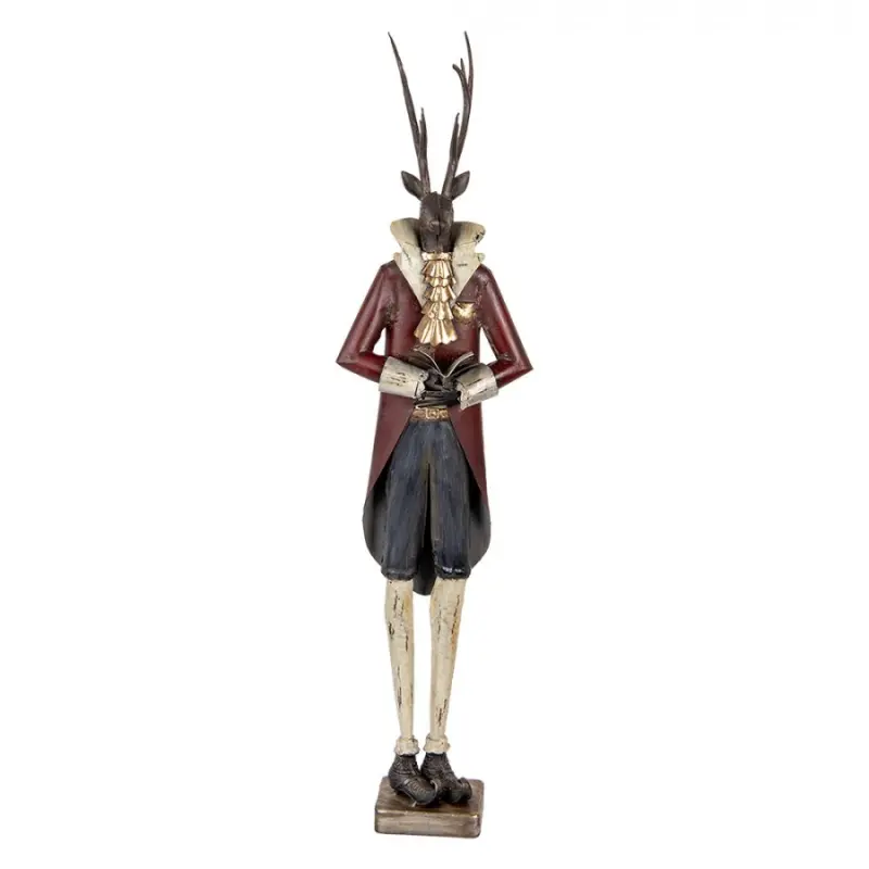 Béžovo-hnědá antik kovová dekorace jelen Deer - 19*15*80 cm Clayre & Eef