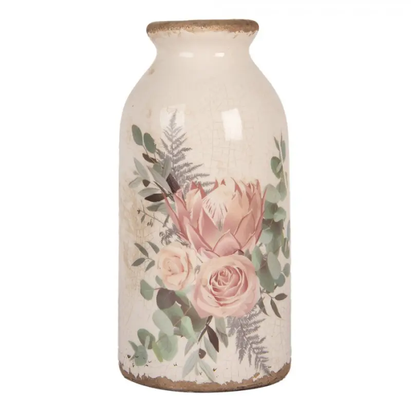 Keramická váza s růžemi Vintage Rose M – 8x16 cm