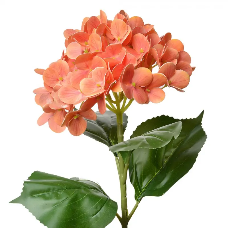 Velká umělá květina oranžová hortenzie – 68 cm