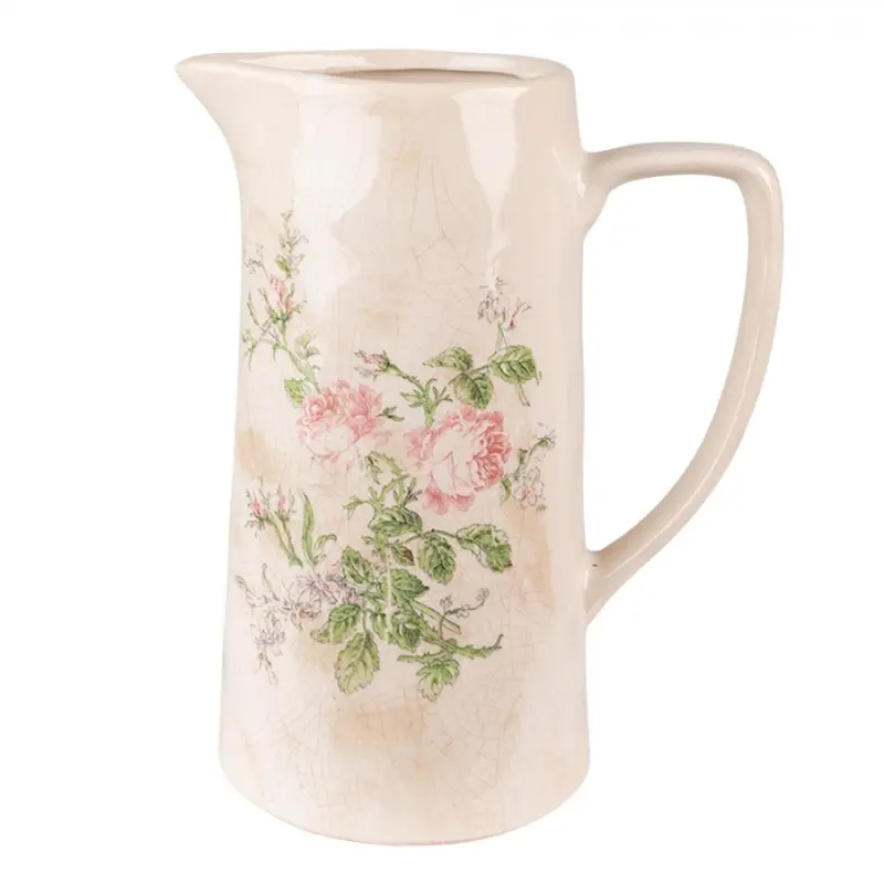 Keramický dekorační džbán s růžemi Rossia Vintage Flowers L – 21x15x25 cm