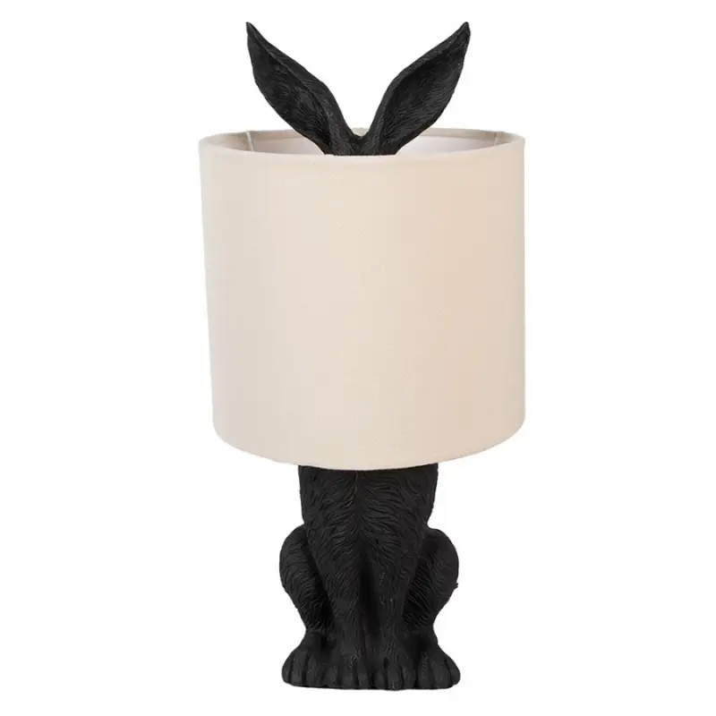 Černá stolní lampa králík s béžovým stínidlem Konijn – 20x43 cm