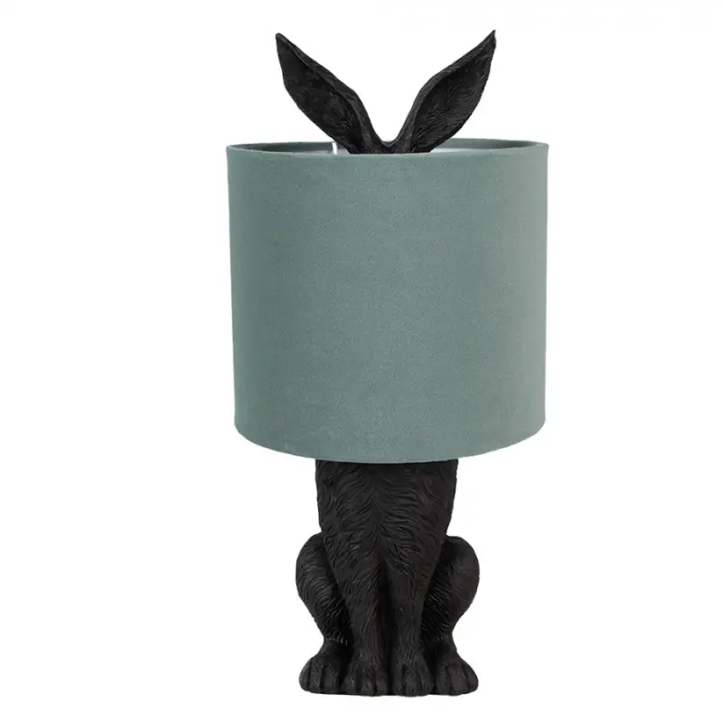 Černá stolní lampa králík s tyrkysovým stínidlem Konijn – 20x43 cm