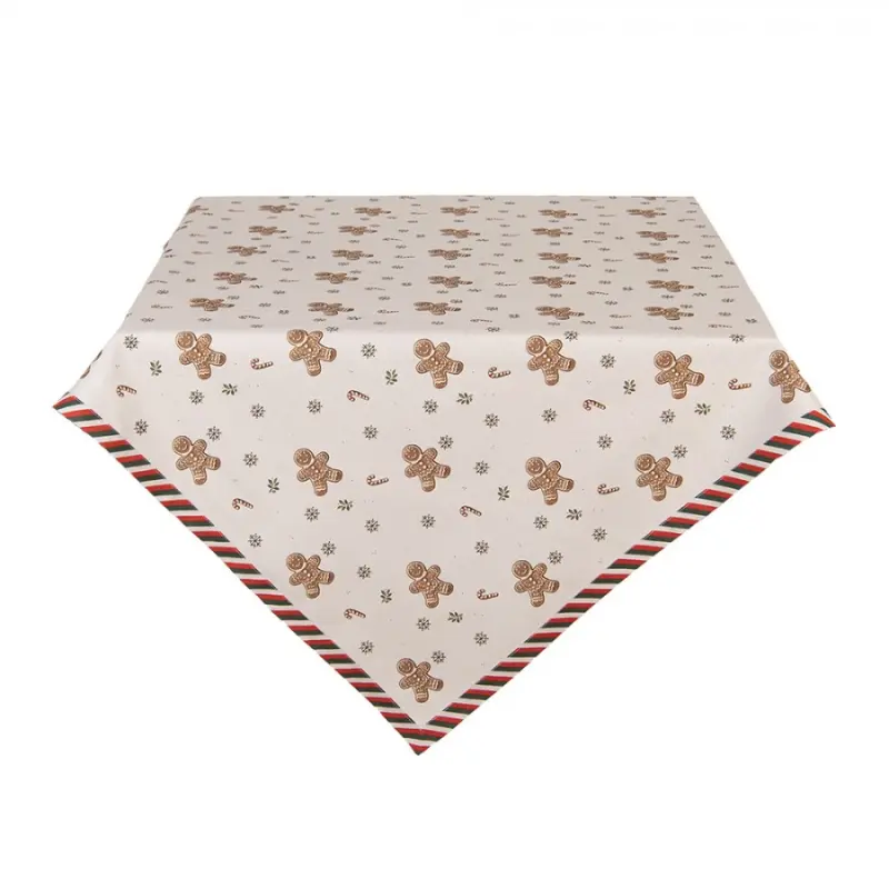 Béžový bavlněný ubrus s vánočními perníčky Classic Gingerbread Magic – 100x100 cm
