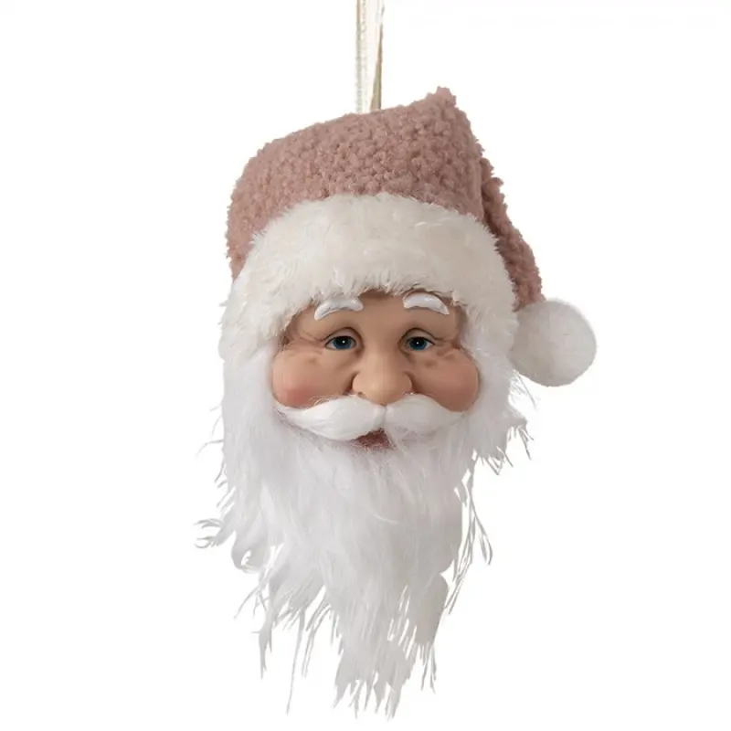 Růžovo-bílá vánoční závěsná ozdoba Santa Claus s vousy – 10x9x28 cm