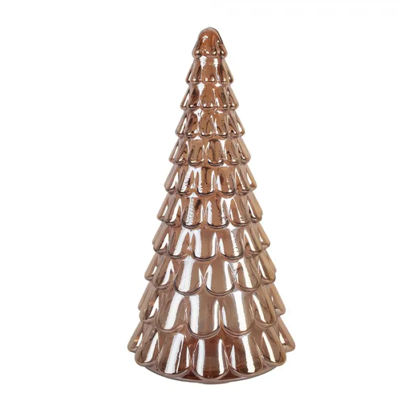 Hnědá skleněná dekorace stromeček Almar – 19x40 cm