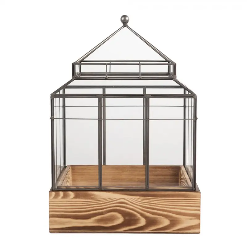 Miniaturní domácí skleník / domeček pro sukulenty Kas – 21x21x32 cm