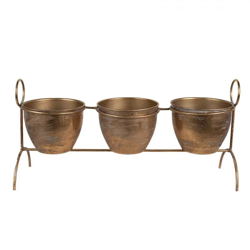 Měděný držák na 3 květináče Gertroel – 47x14x23 cm