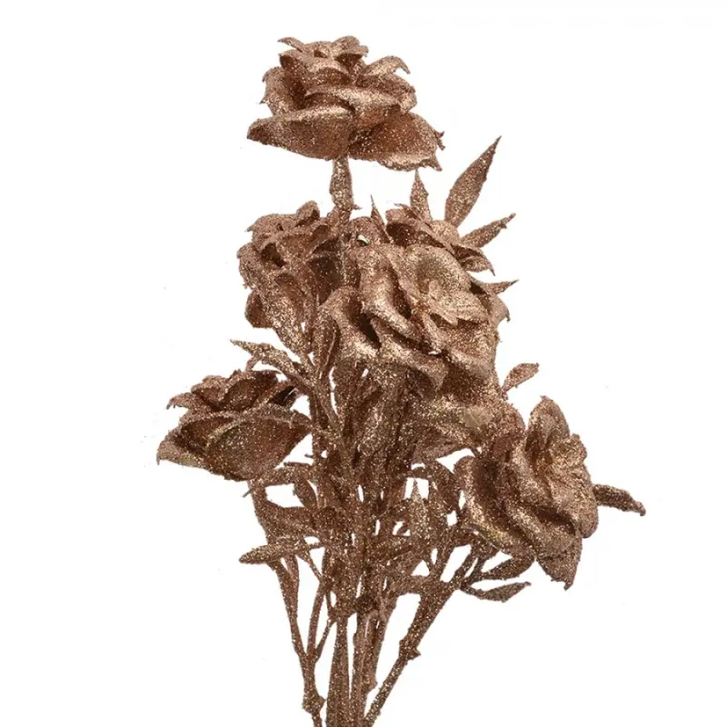 Umělá květina / dekorace růže bronzová – 33 cm