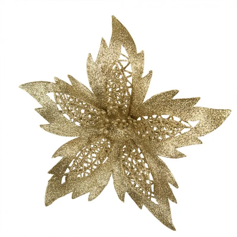Umělá květina / dekorace vánoční hvězda zlatá – 23x5 cm