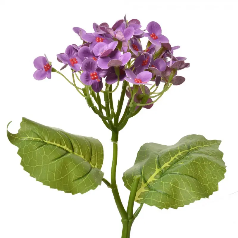 Umělá květina fialová hortenzie s červeným středem – 37 cm