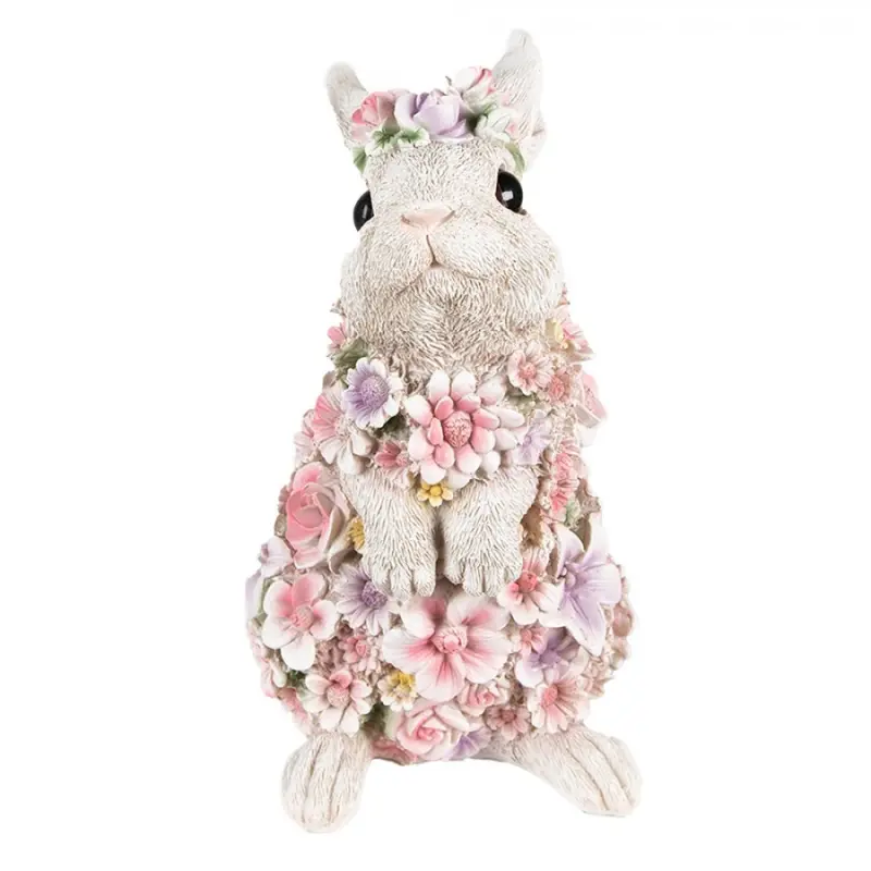 Figurka zajíčka posetého kytičkami – 16x13x25 cm