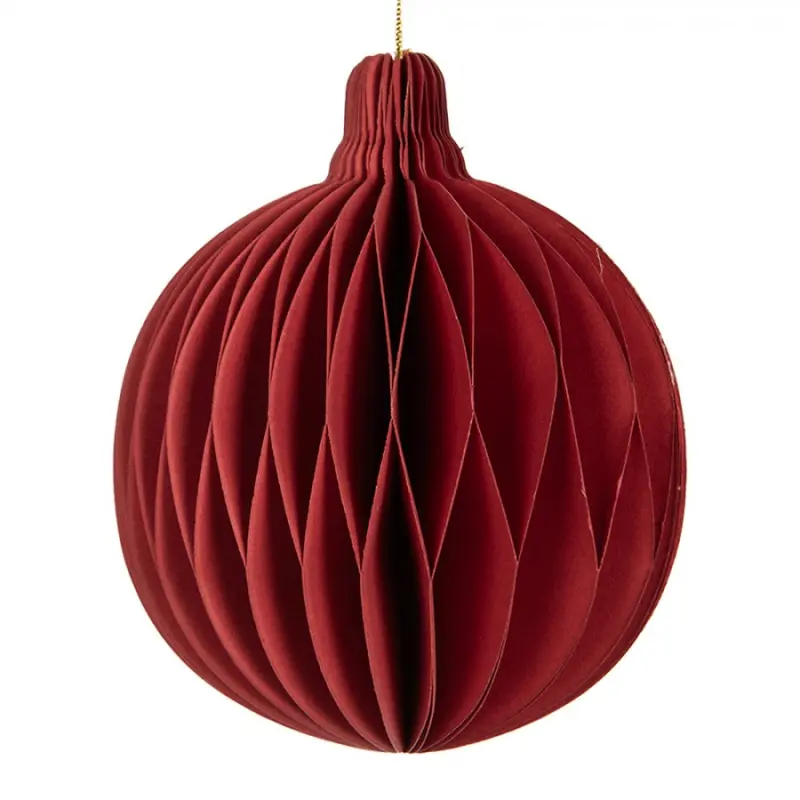 Červená vánoční ozdoba z papíru koule Harmonic I – 10 cm