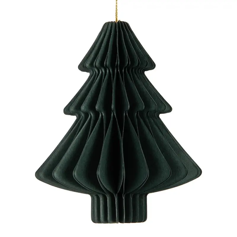 Zelená vánoční ozdoba z papíru stromeček Harmonic IV – 10 cm